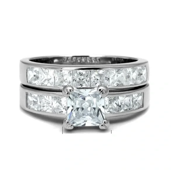 STERLING SILVER DIAMOND WEDDING SET - Picture 7 of 9
